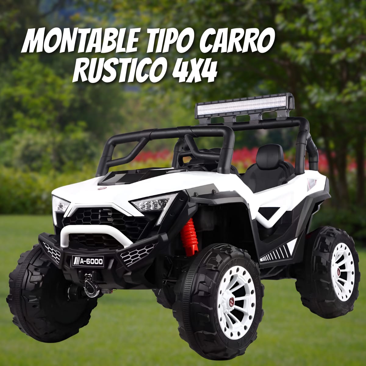 🚙 Carro Montable Infantil RÚSTICO 4X4 SPEED CAR A6000 – Color Blanco