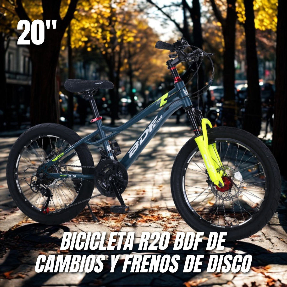 Bicicleta R20 BDF con Cambios y Frenos de Disco – Black Friday