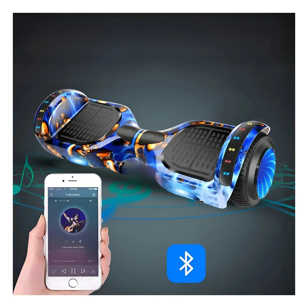 🚀 PATINETA DE BALANCE con Música y Luces LED RGB – Efecto Espejo Infinito