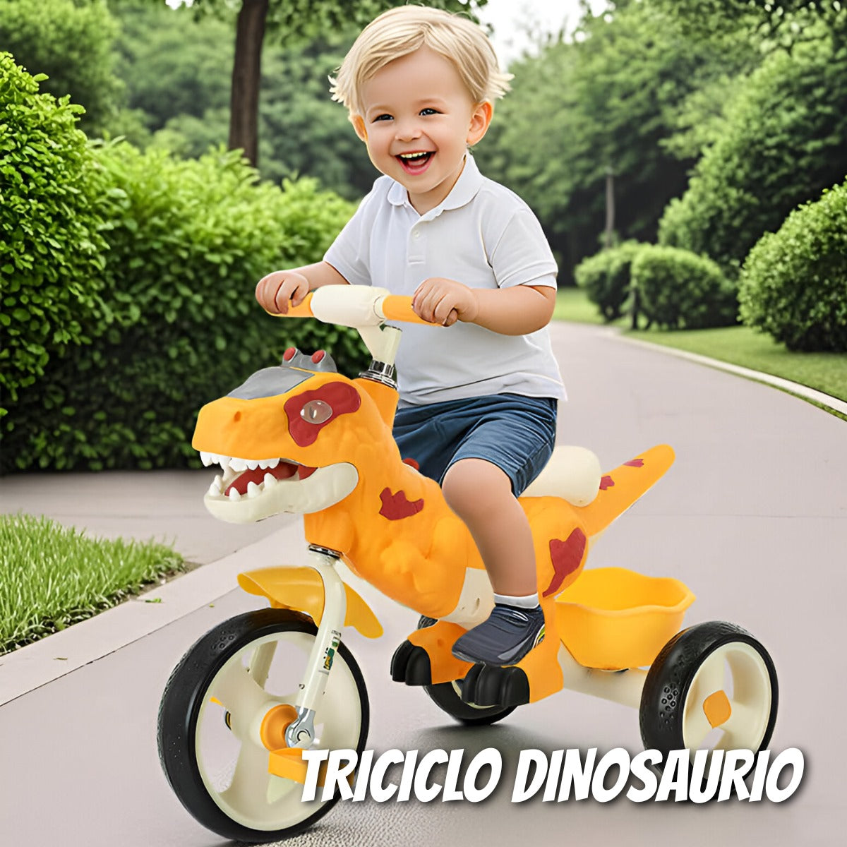Triciclo Infantil Dinosaurio – Verde y Naranja (Black Friday)