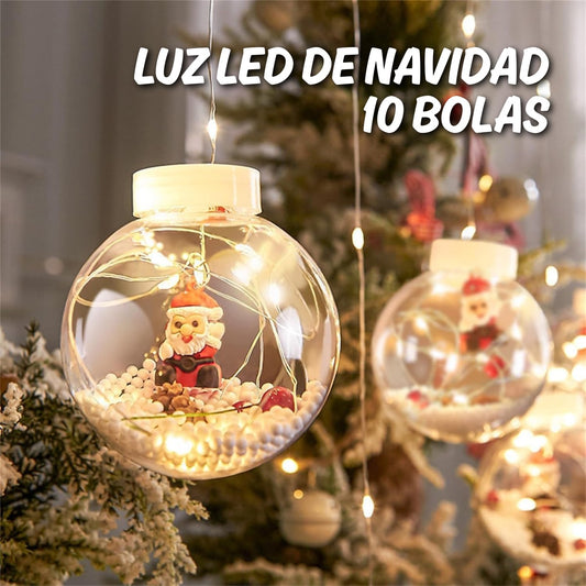 LUZ LED DE NAVIDAD 10 BOLAS C/NIEVE USB/CTRL 🎅