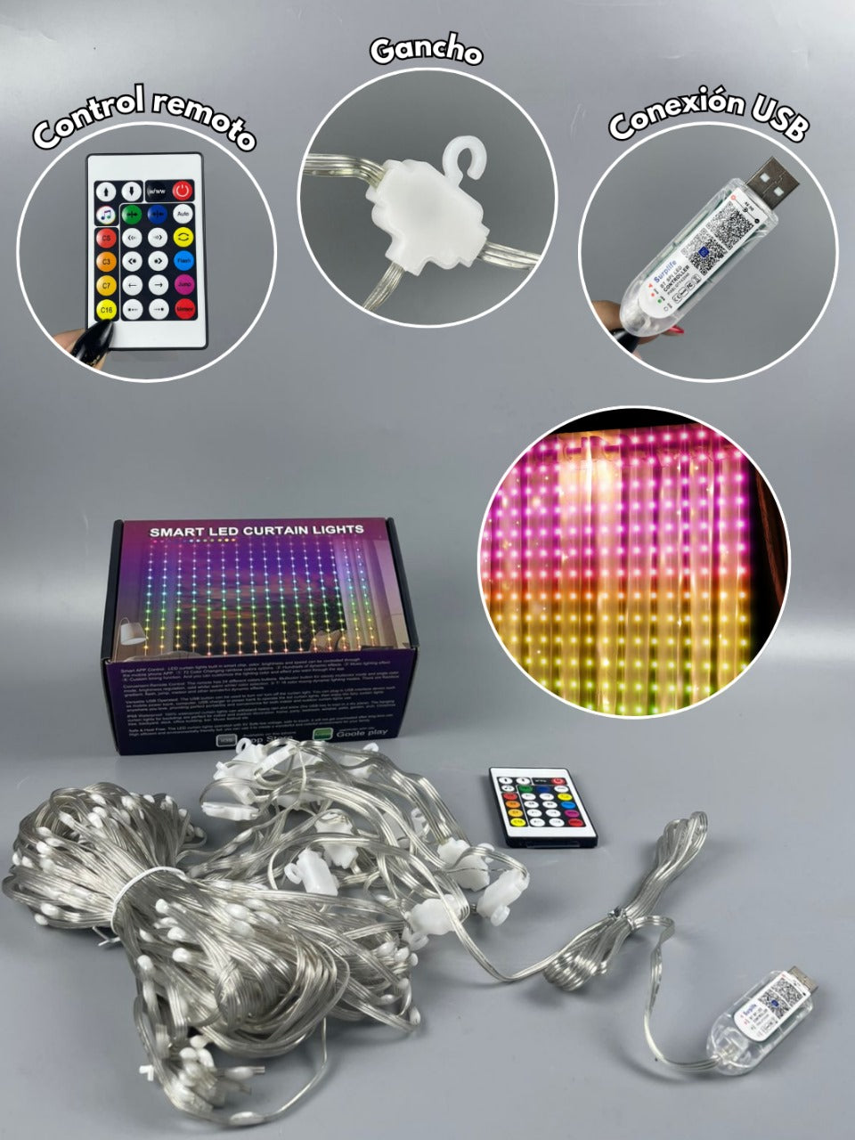 ✨ LUZ LED DE NAVIDAD TIPO CORTINA 3*2 METROS 📱