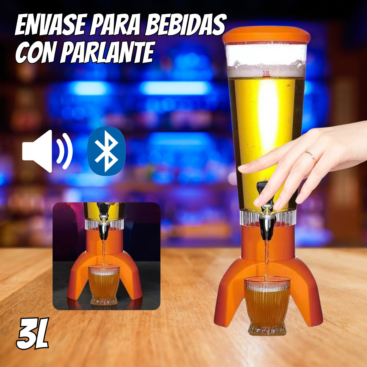 🍺 DISPENSADOR DE BEBIDAS BEER CANNON CON PARLANTE 🎶