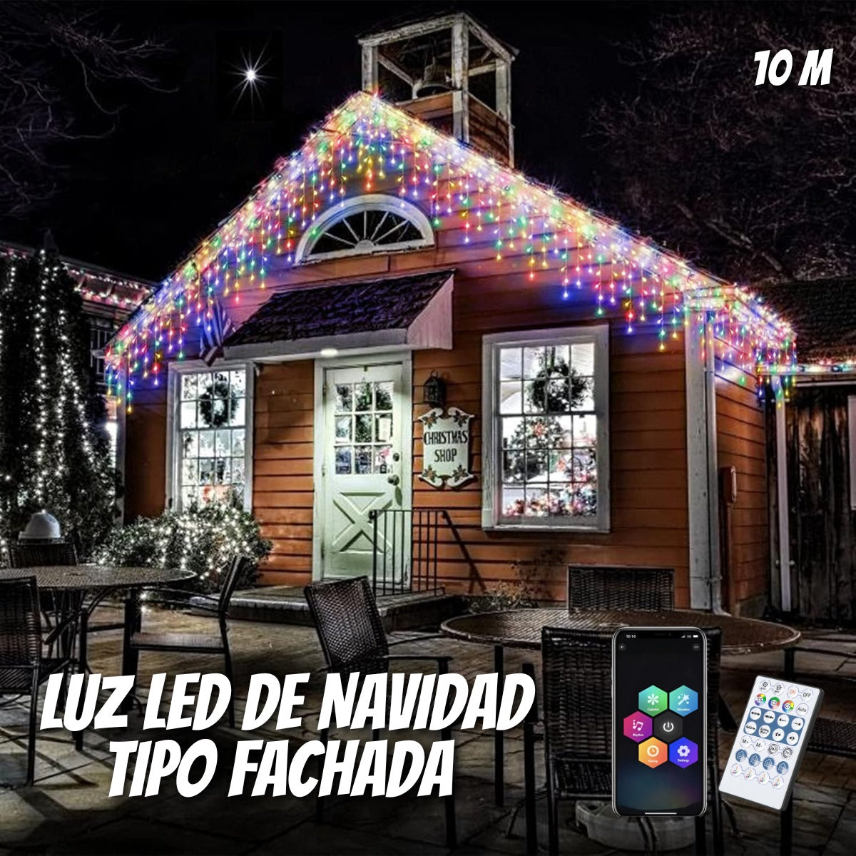 🎅 LUZ LED DE NAVIDAD TIPO FACHADA BLUETOOTH 10 MTR (USB + APP) 🎄