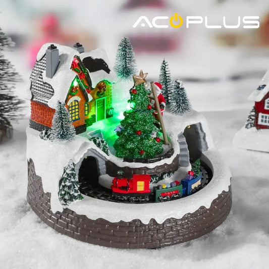 🎁 ADORNO NAVIDAD SANTA CLAUS HOUSE CON TREN Y LUCES LED 🎅