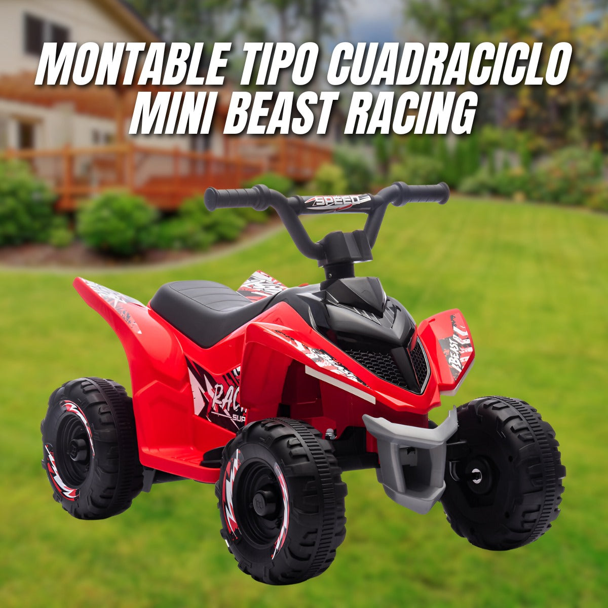 🛵 Mini Cuadraciclo Infantil BEAST RACING – Color Rojo