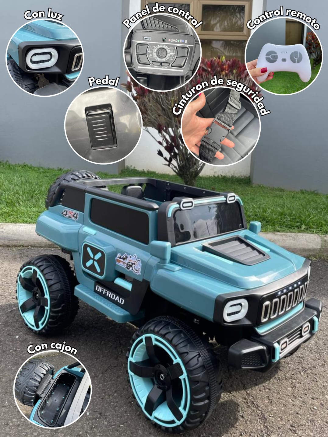 🚙 Carro Montable Infantil HUMMER OFFROAD 4x4 – Color Turquesa