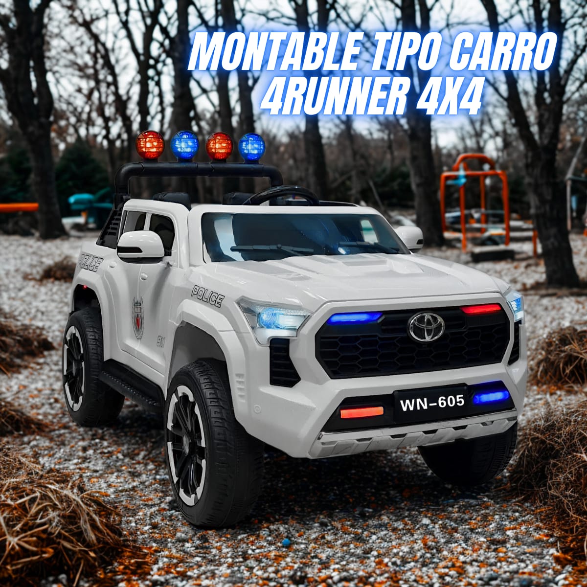 🚓 Carro Montable Infantil 4RUNNER 4x4 WN-605 – Color Blanco