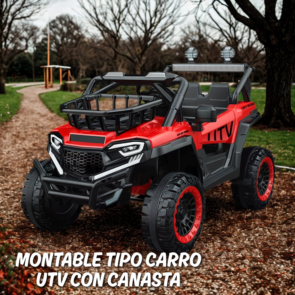 🚗 Carro Montable Infantil UTV con Canasta 517 – Color Rojo