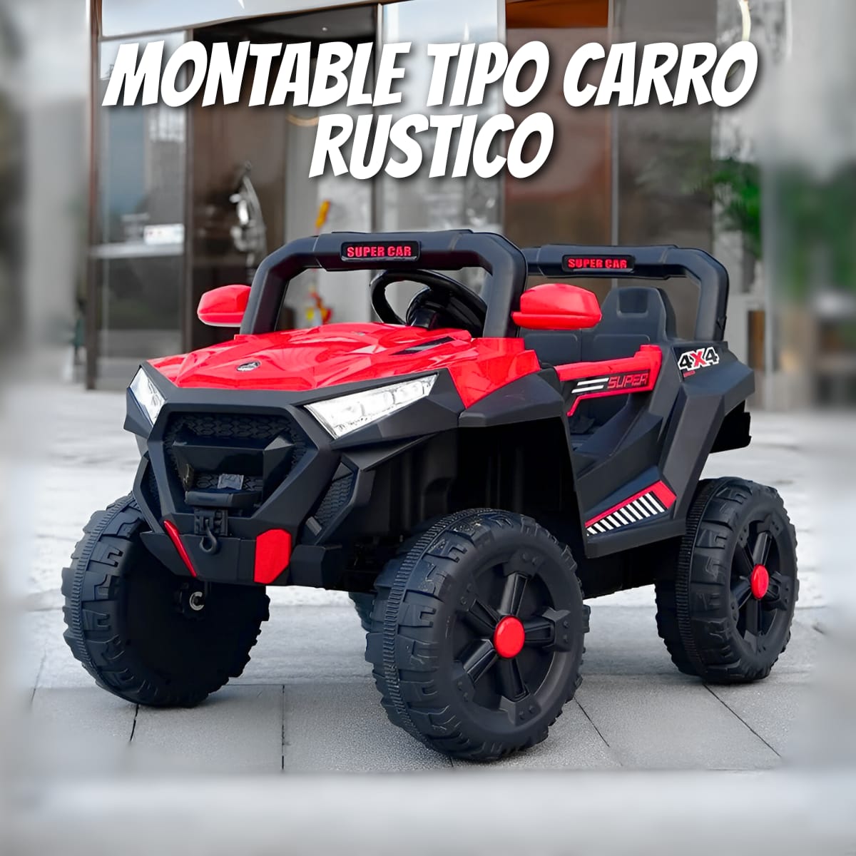 🚗 Carro Montable Infantil RÚSTICO ABM-6288 – Colores Rojo y Azul
