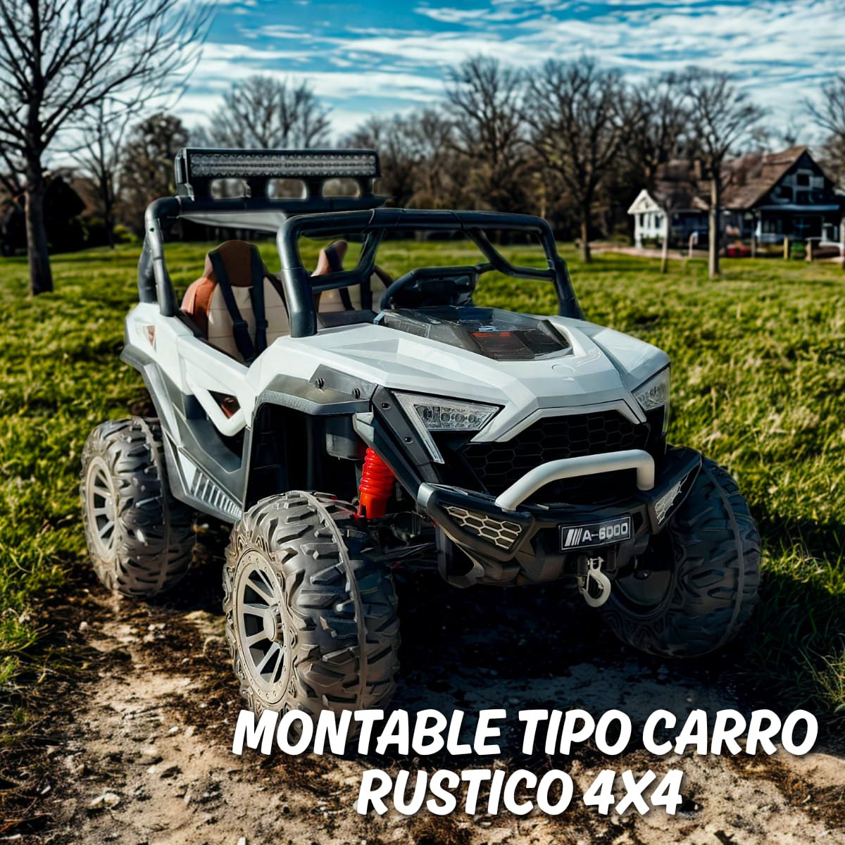 🚙 Carro Montable Infantil RÚSTICO 4X4 SPEED CAR A6000 – Color Blanco