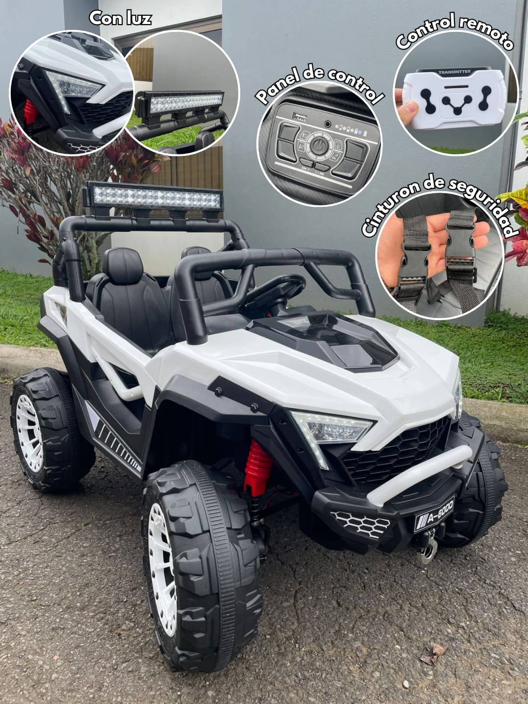 🚙 Carro Montable Infantil RÚSTICO 4X4 SPEED CAR A6000 – Color Blanco