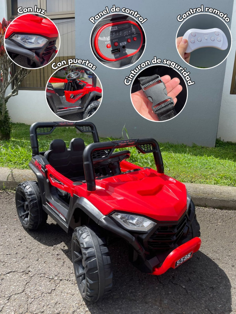 🚗 Carro Montable Infantil RÚSTICO 5588 RED – Color Rojo