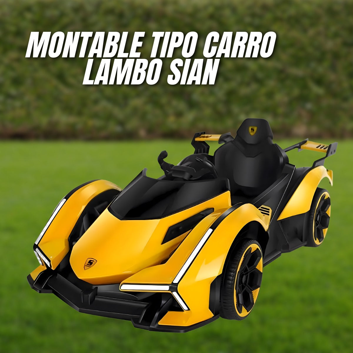 🚗 Carro Montable Infantil LAMBO SIAN – Colores Amarillo y Blanco