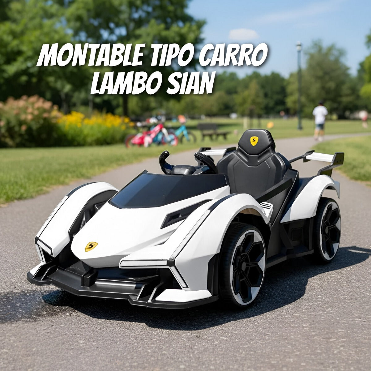 🚗 Carro Montable Infantil LAMBO SIAN – Colores Amarillo y Blanco