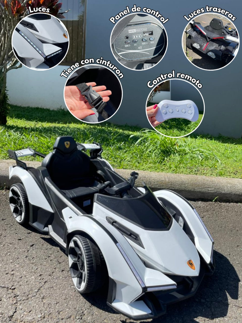 🚗 Carro Montable Infantil LAMBO SIAN – Colores Amarillo y Blanco