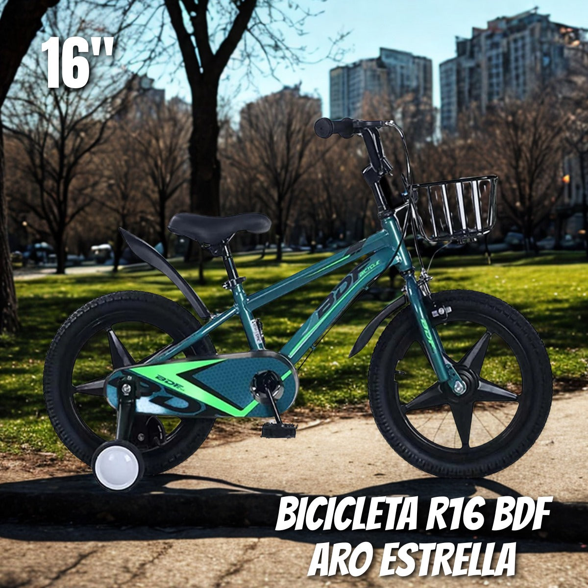 Bicicleta Infantil R16 BDF Aro Estrella – Verde y Rosada (Black Friday)