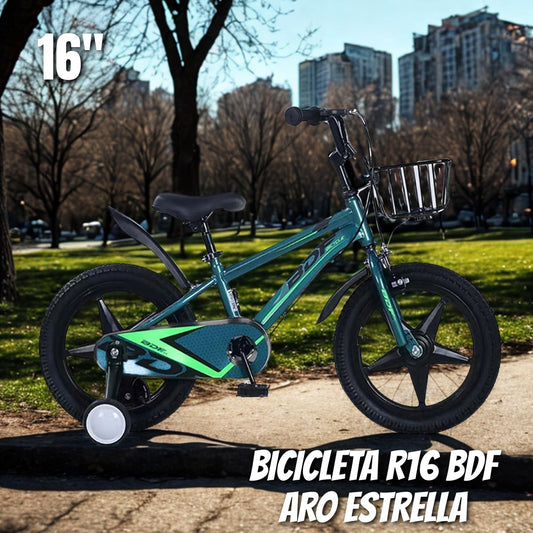 Bicicleta Infantil R16 BDF Aro Estrella – Verde y Rosada (Black Friday)