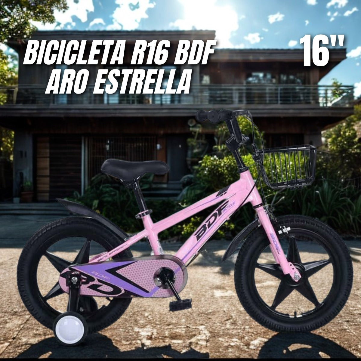 Bicicleta Infantil R16 BDF Aro Estrella – Verde y Rosada (Black Friday)