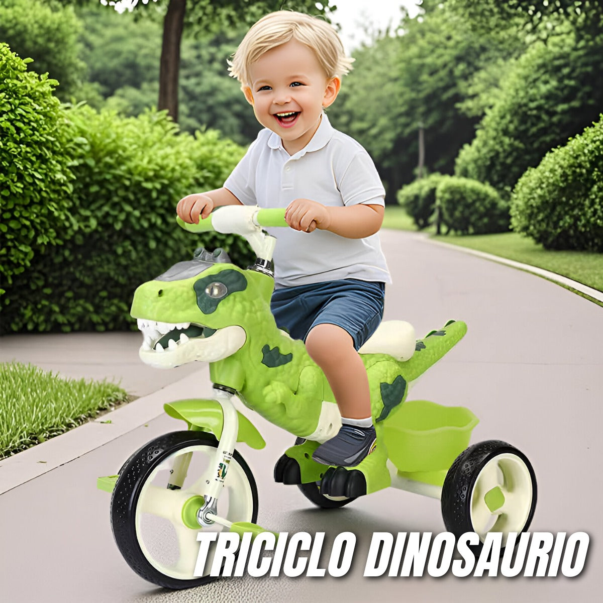Triciclo Infantil Dinosaurio – Verde y Naranja (Black Friday)