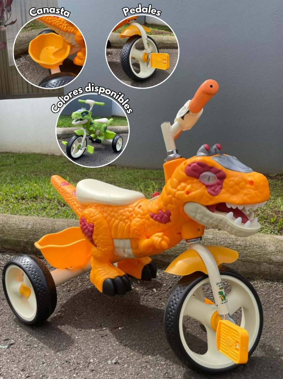 Triciclo Infantil Dinosaurio – Verde y Naranja (Black Friday)