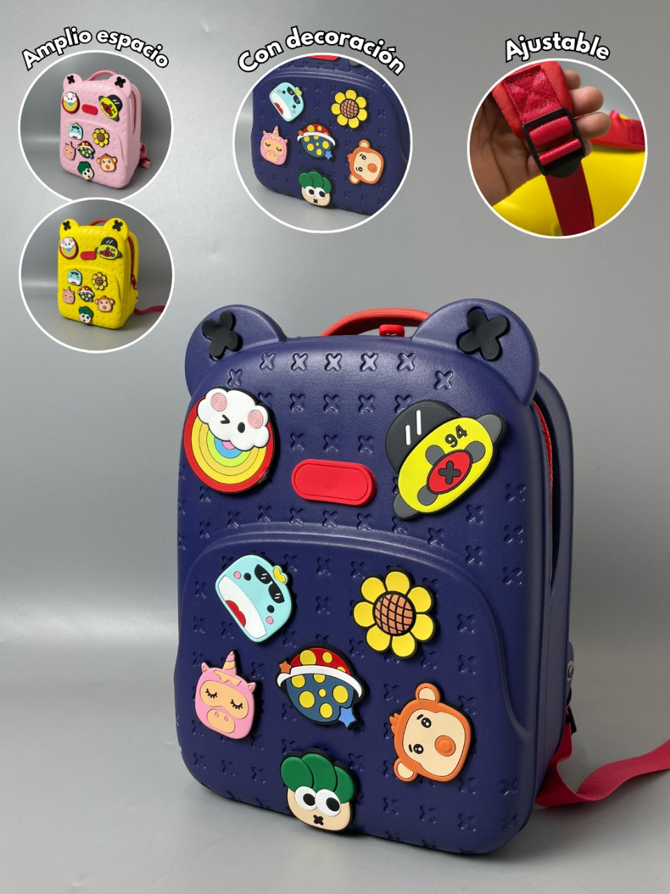 Mochila Escolar con Pins Decorativos