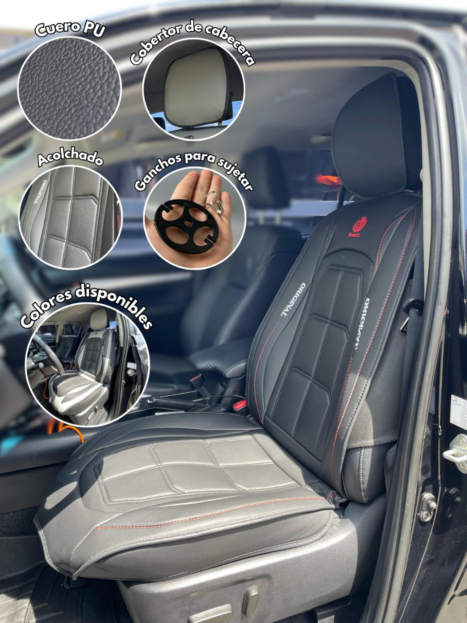 Cobertor de Asientos Racing SMKO Deluxe – Cuero PU (Negro o Gris)