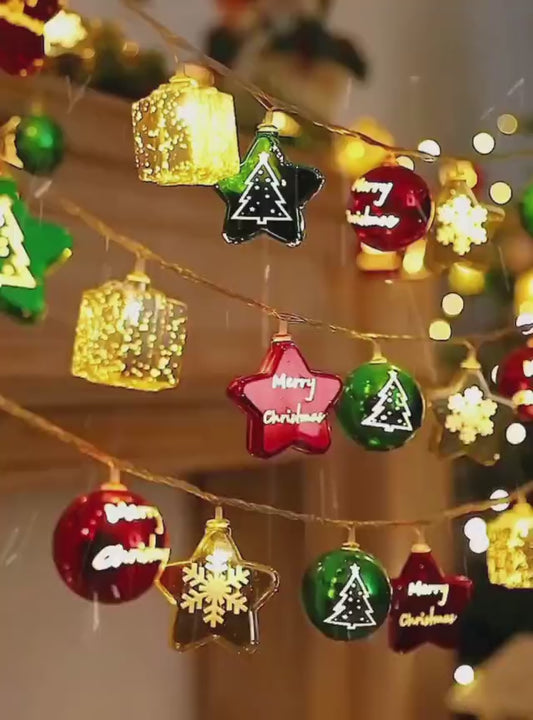 🌟 LUZ LED NAVIDAD DE ESTRELLAS Y BOLAS 5M / 20 LUCES USB CON CONTROL REMOTO 🎅